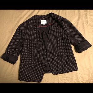 Black blazer w/ white dots, Loft work jacket, L